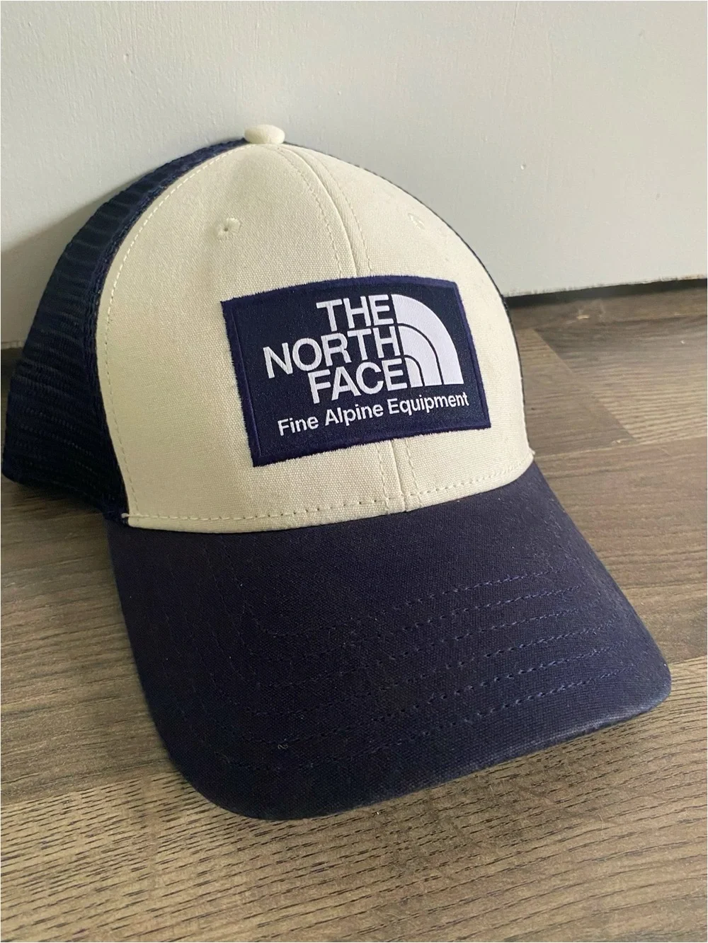 The North Face Navy Blue and Ivory Trucker Hat